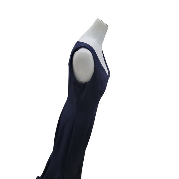 Eliza J Laguna Gown Women’s 4 Navy Blue Crepe Lace Inset Mermaid Trumpet‎ Dress - Picture 13 of 15